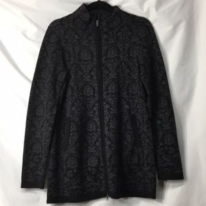 Cynthia Rowley Womens Black and Gray Zip-Down Cardigan Sweater Size M Like-NEW